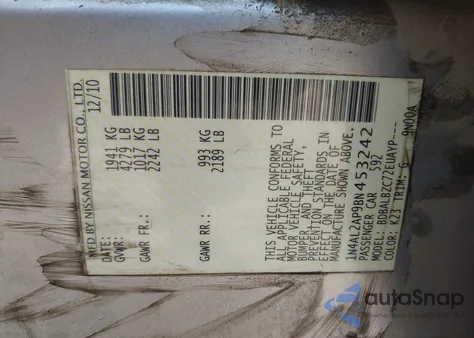 2011 Nissan Altima 2.5 S z USA, uszkodzony, nr VIN 1N4AL2AP9BN453242